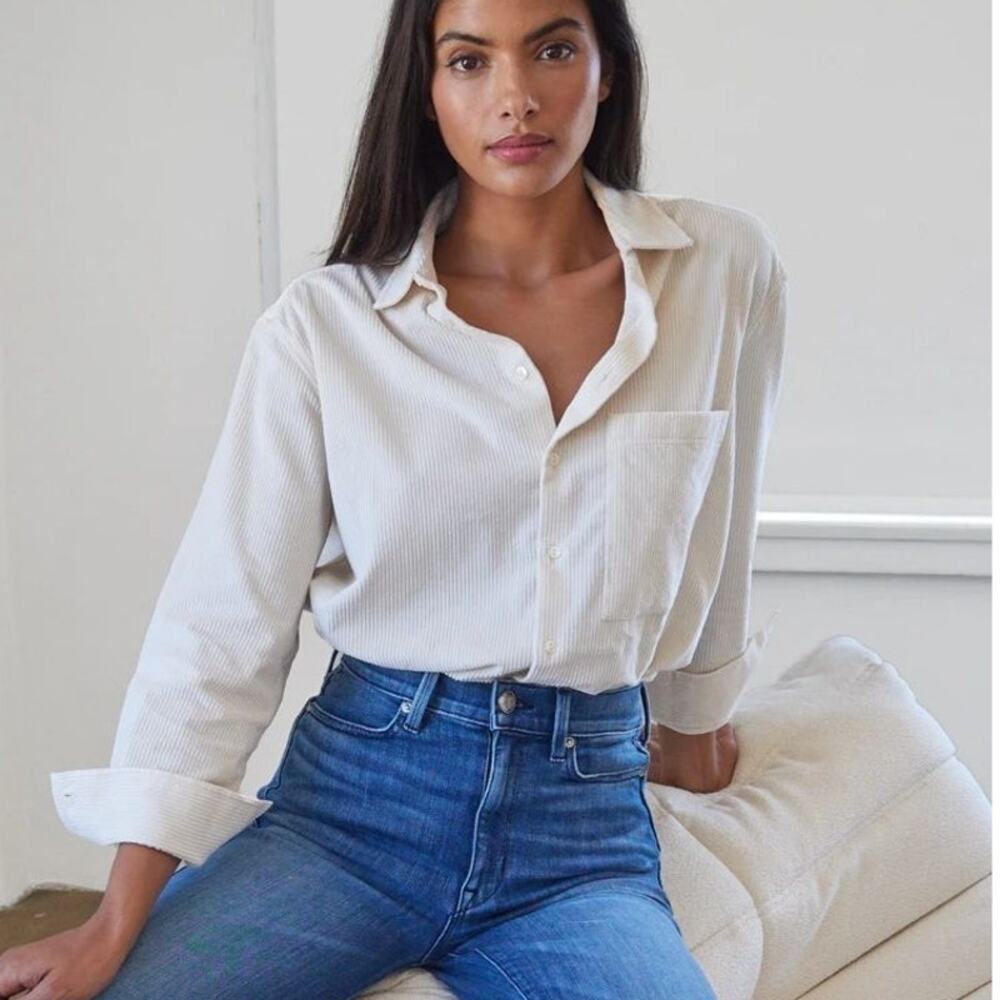 AYR The Deep End Corduroy Shirt Tahitian Vanilla Size XS Cotton